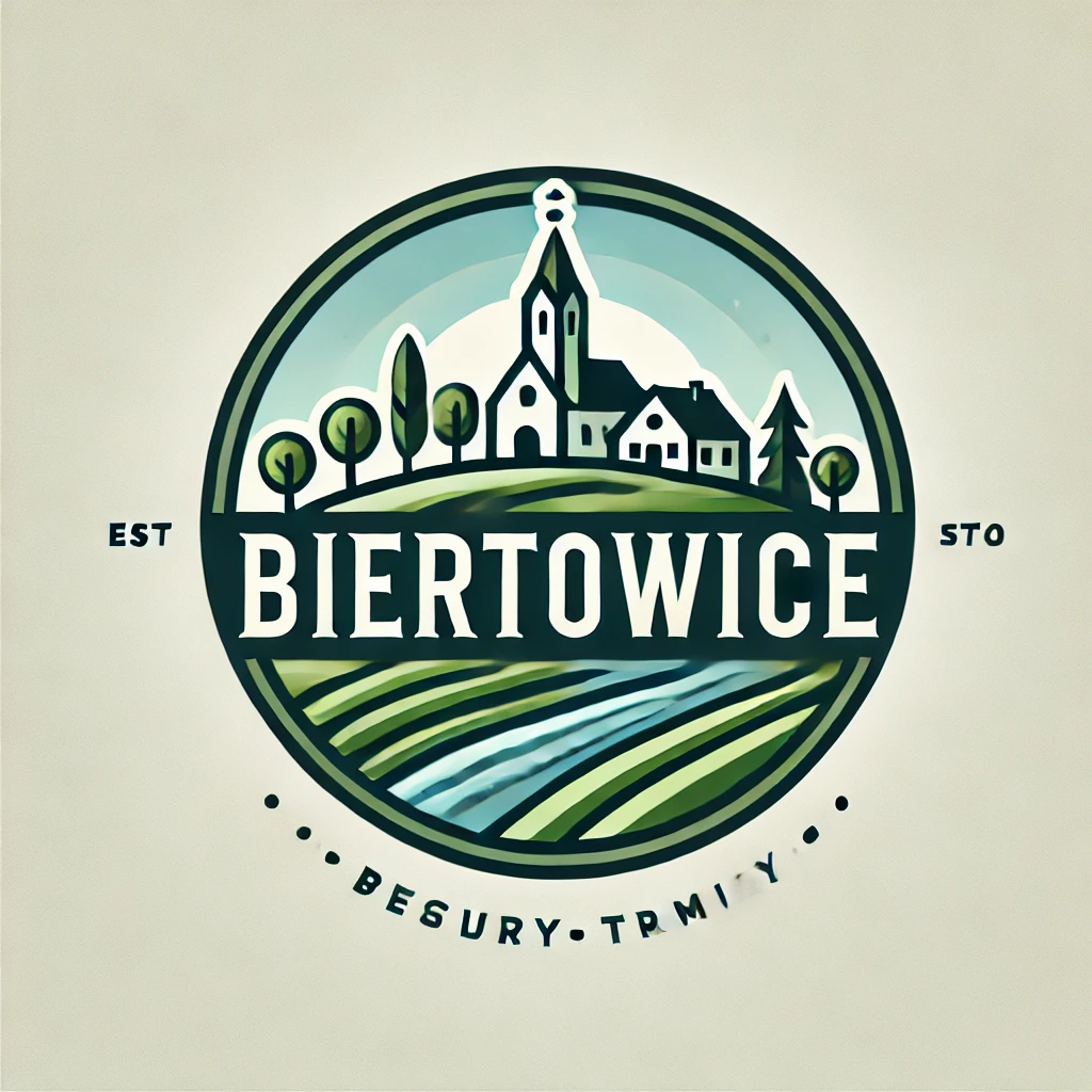 DALL·E 2024-09-16 20.20.56 - A modern yet traditional logo concept for the village of Biertowice. The logo features the name 'Biertowice' prominently displayed in a clean, legible